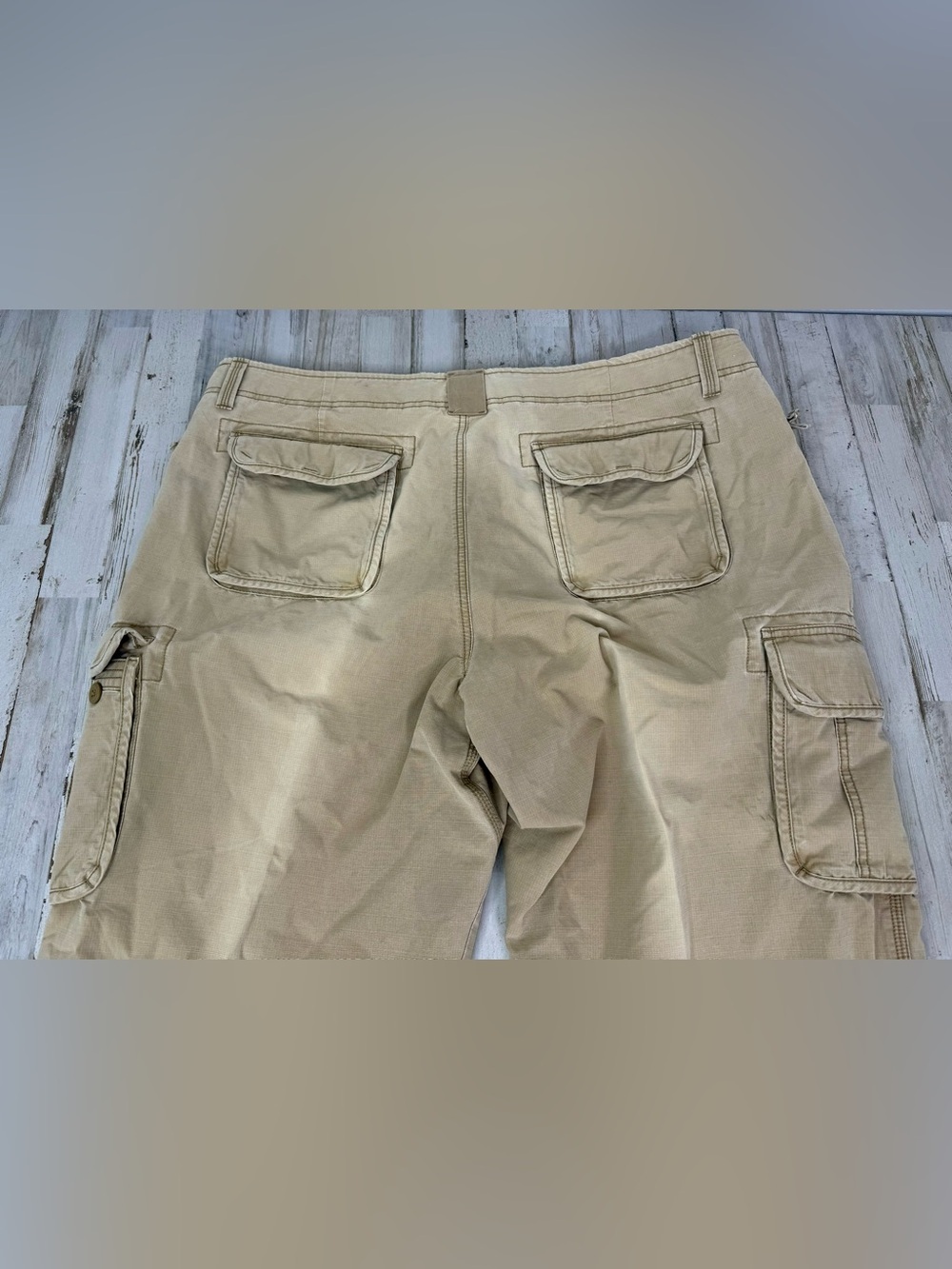 L.L. Bean Mens 44x35 Reinforced Knee Utility Pants Tan Cargo Fleece Lined - Picture 9 of 10
